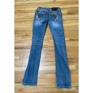 Miss Me Women's Jeans Skinny Leg Denim Faded Light Wash 5-Pockets Cotton 12 Blue